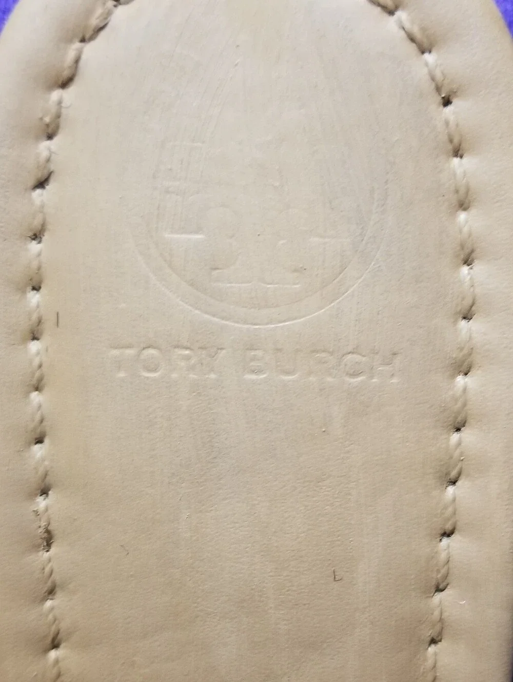 Tory Burch Women's Shoe Size 8 Taupe Miller Logo Leather Thong Sandals